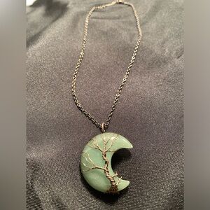 *** Tree Of Life Wire Wrapped Crescent Moon Necklace.